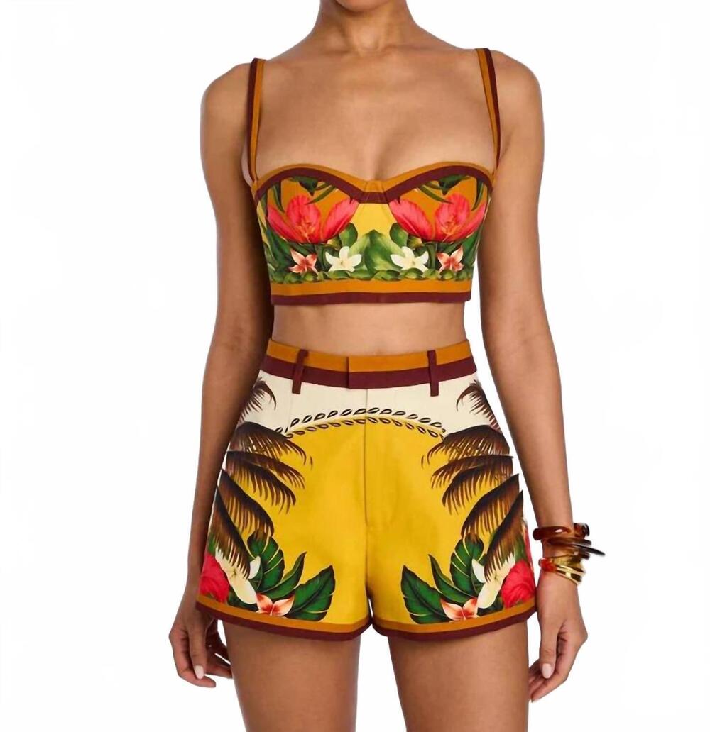 NEW RETROFETE cricket bustier top in jardin botanico
